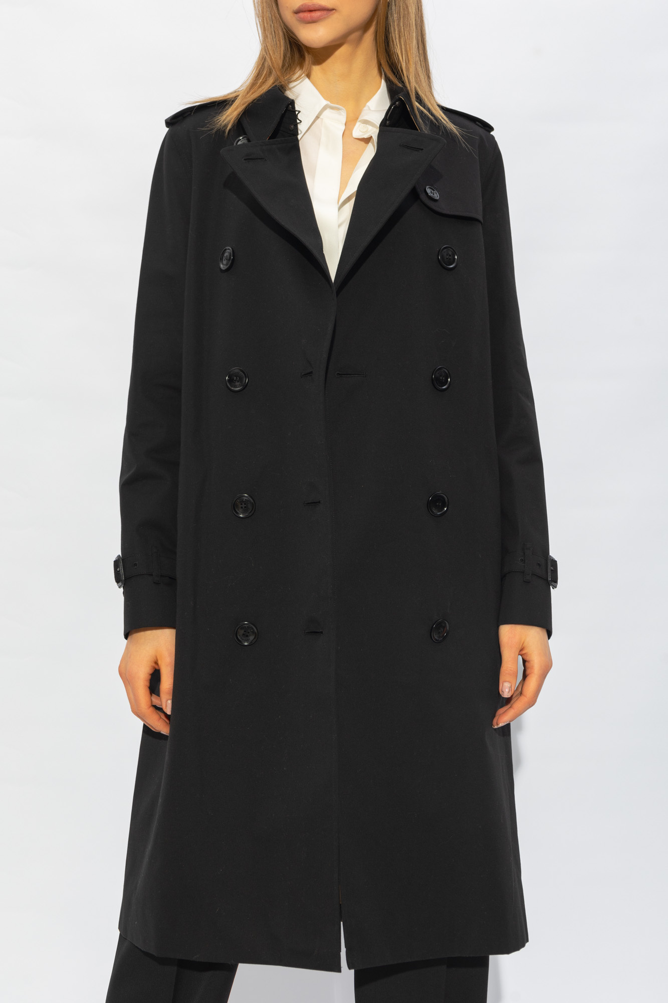 Black burberry trench top coat women's